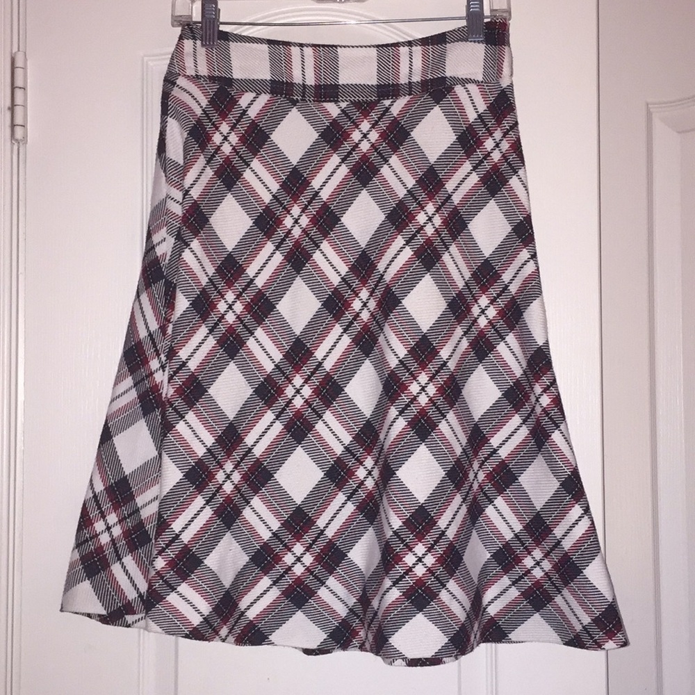East 5th White, Red, Black Plaid Skirt